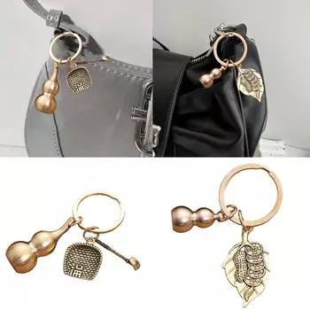 Hollow Designs Brass Gourd Keyring Offering Durability And Styles Portable for Personalize Accessories Enthusiasts B