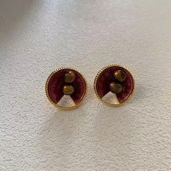 Hollow Gradual Change Design Wind Woven Circle Pearl Earrings Female Creative Temperament Stud Earrings Personalized Earrings