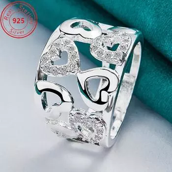 Hollow Heart - Кольцо с полым сердцем и цирконием - Элегантный классический стиль - Идеально подходит для повседневной носки и подарков - Идеальный женственный шарм на День святого Валентина No. 7