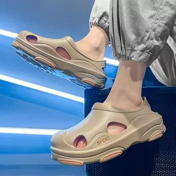 Hollow hole shoes men s 2024 new summer outdoor treading rafting wading beach shoes sandals men s sports 39 чёрный