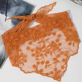 Hollow Lace Triangle Scarf Triangle Headband New Head Wrap Scarf Office Lady оранжевый
