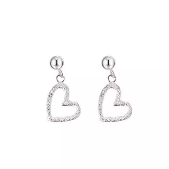 Hollow matte love stud earrings, mini exquisite Japanese girl heart cute earrings peach heart earrings