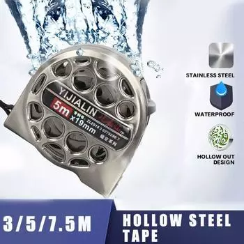 Hollow Measuring Tape Waterproof Steel Tape Measure Portable Woodworking 3x16mm