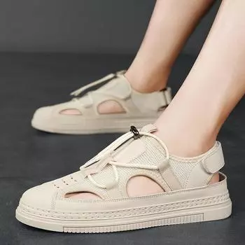 Hollow men s shoes summer 2024 new breathable mesh board shoes student casual driving shoes men s bag head trendy shoes 39