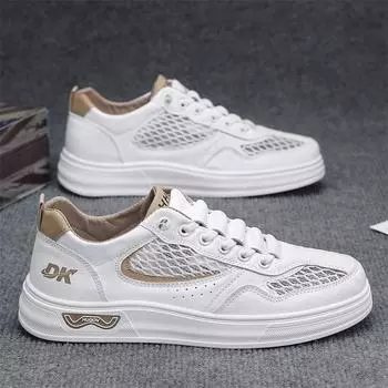 Hollow mesh men s shoes summer 2025 new mesh board shoes men s trendy shoes teenagers and students casual white shoes 39