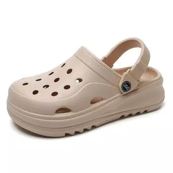 Женские летние сандалии с закрытым носком и вырезами, сандалии на толстой подошве-платформе, однотонные, нескользящая мягкая подошва, пляжная обувь 36-37