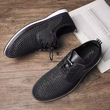 Hollow Out Fashion Mens Sneakers Breathable Men s Shoes Men Casual Summer Shoes 2024 Lightweight Male Comfortable Driving Shoe 38 чёрный