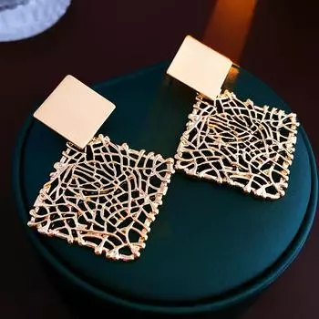 Hollow square earrings, exaggerated high-end earrings in Europe and America