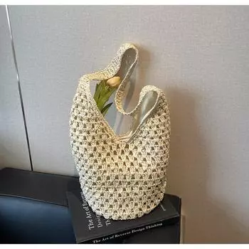 Hollow woven bag fashion leisure niche trend large capacity shoulder straw bag travel beach armpit bag