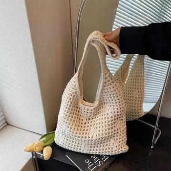 Hollow woven bag new summer simple shoulder bag tote bag fashion beach bag versatile women s bag