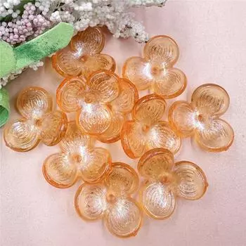Hollowed Out Acrylic Handmade Straight Hole Three-petal Flowers Hairpin Accessories Mobile Phone Chain 10pcs Beads Beaded 22.6mm Pendant Accessories белый