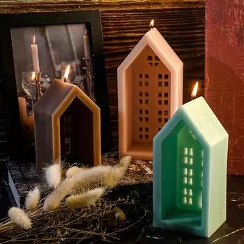 Hollowed Out House Candle Silica Gel Mold Handmade Soap Plaster Ornaments Silica Gel Mold Easter Scented Candle Making Supplies