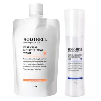 HOLO BELL High Moisturizing Set Facial Cleanser Foam Holo Bell Total Skin Care Moisturizing Gel 100 г Essential Moisturizing Wash 120 г Мужской набор из 2 предметов