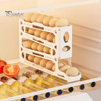 Холодильник 4-х уровневый держатель для яиц большой емкости легко устанавливается автоматический вращающийся контейнер для хранения яиц дозатор яиц белый