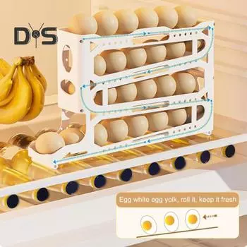 Холодильник 4-х уровневый держатель для яиц большой емкости легко устанавливается автоматический вращающийся контейнер для хранения яиц дозатор яиц белый
