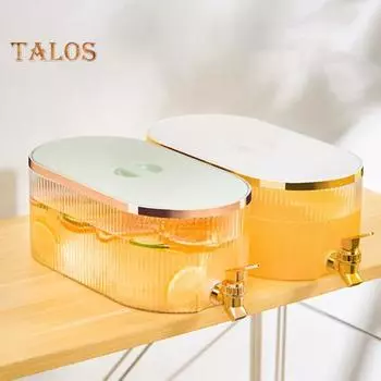 Холодильник 5,3 л, чайник большой емкости с краном, термо- и морозостойкий, герметичный, пищевой, легко очищаемый кувшин для сока для дома светло-зеленый