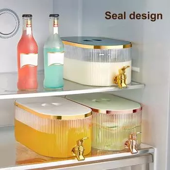 Холодильник 5,3 л, чайник большой емкости с краном, термо- и морозостойкий, герметичный, пищевой, легко очищаемый кувшин для сока для дома светло-зеленый