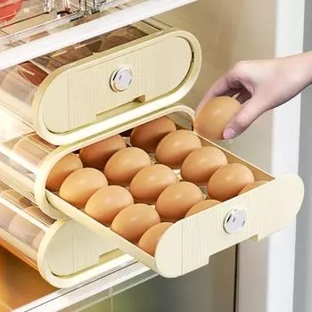 Холодильник автоматический вращающийся холодильник органайзер для яиц пищевой BPA Free 2/3 слоя штабелируемый держатель для яиц домашний дозатор яиц