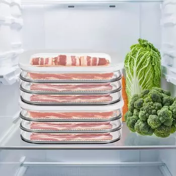 Холодильник Crisper с крышкой Замороженный пластиковый Crisper Прозрачный кухонный холодильник Ящик для хранения продуктов Классификация отсека