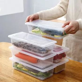 Холодильник Коробка для хранения свежих продуктов Разное Хранение зерна Пластиковая коробка Может быть заморожена С дренажным слоем Кухонные принадлежности