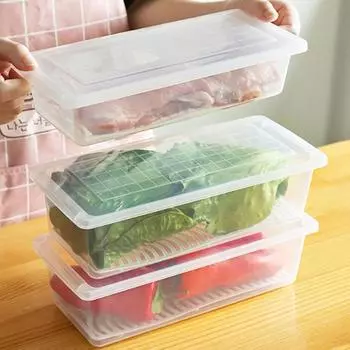 Холодильник Коробка для замороженного мяса Коробка для хранения продуктов Прозрачный контейнер для хранения свежего замороженного мяса и овощей с крышкой S