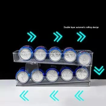 Холодильник, банка для пива, напитков, коробка для хранения, большая вместительная прозрачная полка для хранения, домашняя кухня, двухслойная коробка для хранения 36.5*12*15cm белый