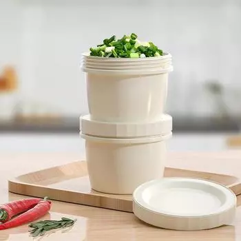 Холодильник, ящик для хранения имбиря, чеснока, зеленого лука, бытовой портативный круглый прозрачный дренажный двухслойный герметичный ящик