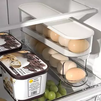 Холодильник, ящик для хранения яиц, автоматический прокручиваемый держатель для яиц, бытовой большой емкости, кухонный специальный стеллаж для хранения яиц