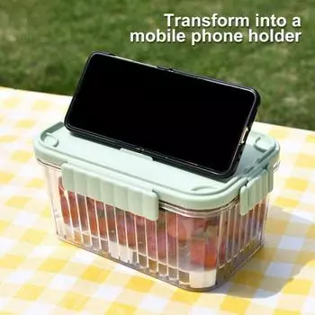 Холодильник с разделительной пластиной Штабелируемые контейнеры для хранения Контейнеры для приготовления еды в кемпинге Хранение фруктов и овощей Герметичная конструкция L белый