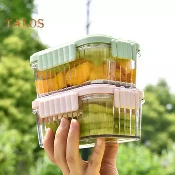 Холодильник с разделительной пластиной Штабелируемые контейнеры для хранения Контейнеры для приготовления еды в кемпинге Хранение фруктов и овощей Герметичная конструкция L белый