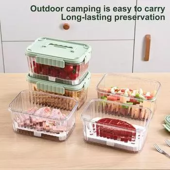 Холодильник с разделительной пластиной, штабелируемые контейнеры для хранения, контейнеры для приготовления еды на природе, контейнеры для хранения фруктов и овощей L белый