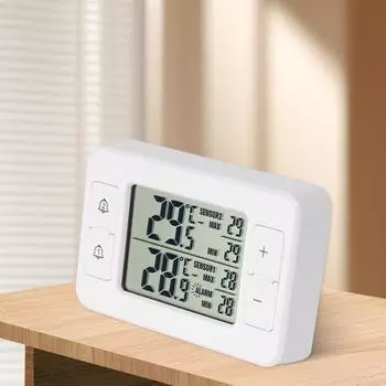 Холодильник Термометр Морозильник ЖК-Цифровой Звуковой Сигнализатор Холодильник Счетчик с 2 Датчиками Температуры Мин/Макс Дисплей Внутр. Улич. белый