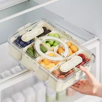 Холодильник Ящик для хранения овощей и закусок Контейнер для пищевых продуктов BPA Free Большая емкость 4Grid
