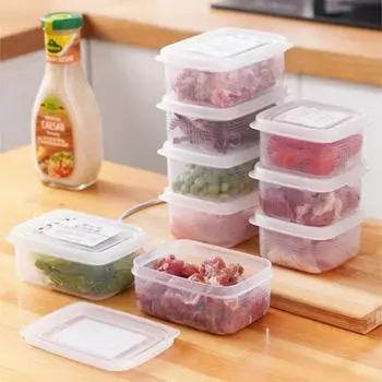 Холодильник Ящики для хранения продуктов Замороженное мясо Ящики для хранения свежих продуктов Портативный контейнер для хранения фруктов Кухонные принадлежности с дополнительной упаковкой 5 PCS