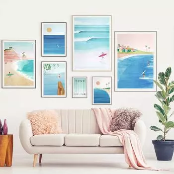 Холодная вода, дикое плавание, холст, картина, принты, пейзаж, реки, озера, постеры, тропический пляж, настенные художественные фотографии для декора гостиной 21x30cm No Framed белый