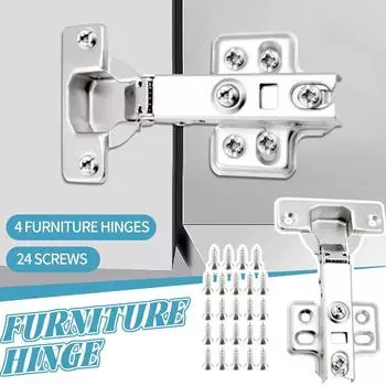 Холоднокатаная стальная гидравлическая петля для мебели, дверца шкафа, специальный комплект из 4 петель One Size белый