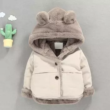 Холодные зимние куртки для маленьких мальчиков для младенцев, толстые пальто для девочек, теплые бархатные куртки с капюшоном, детская верхняя одежда, зимний комбинезон для малышей 0–4 лет 90cm розовый