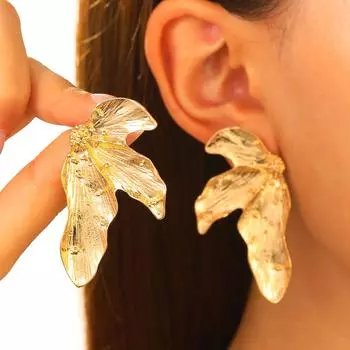 Холодный безразличный стиль, дизайн из сплава, винтажные серьги в виде листьев для женщин 1 pair золотой