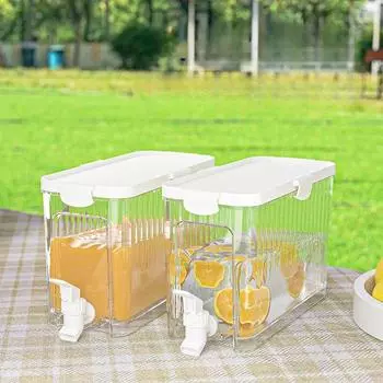 Холодный чайник, посуда для напитков, фруктовый чай, холодный заварочный чайник, кувшин для воды с краном, контейнер для сока, большая емкость, кувшин для сока для напитков, 4 л, пластик