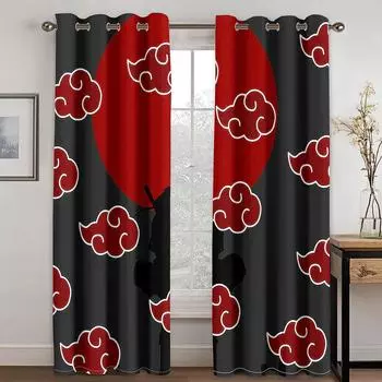 Холодный красный благоприятный облако черный фон печатные оконные шторы гостиная спальня шторы полиэстер ткань домашний декор2 шт W65X60H(cm)X2Pcs&Hook
