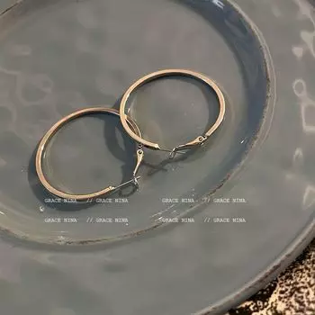 Холодный Металл Женские Серьги Большое Кольцо Онлайн Инфлюенсер Silver large hoop earrings