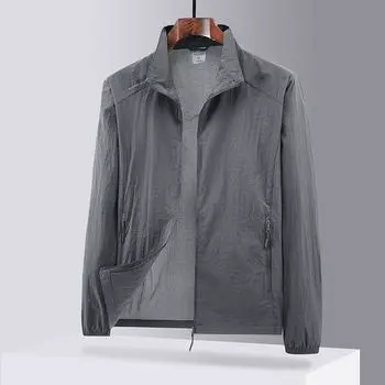 Холодный шелк прохладный солнцезащитный крем одежда лето новый УФ-защита рыболовная солнцезащитная одежда мужская тонкая куртка куртка M джинсовый синий