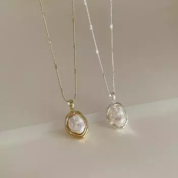 Холодный стиль нерегулярное металлическое жемчужное ожерелье для женщин, нишевая ретро личность, универсальный темперамент, ожерелье, ключичная цепочка 45cm