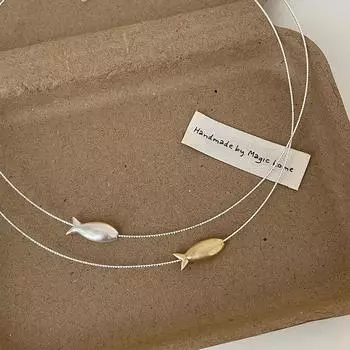 Холодный ветер простая маленькая рыбка тонкий металлический воротник женская ниша уникальный модный темперамент тренд универсальное колье-чокер