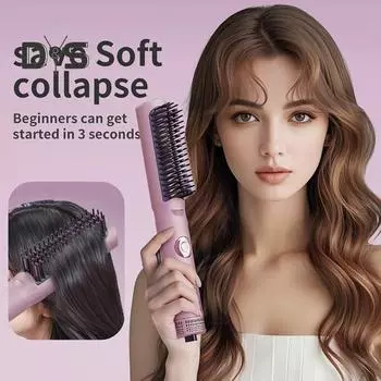 Холодный ветер Выпрямитель для волос Щетка Температурные режимы Регулируемый Быстрый нагрев Портативный Дорожный Электрический Выпрямитель Для Волос Укладка Распутывание Расческа UK серый