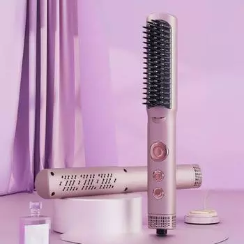 Холодный ветер Выпрямитель для волос Щетка Температурные режимы Регулируемый Быстрый нагрев Портативный Дорожный Электрический Выпрямитель Для Волос Укладка Распутывание Расческа EU серый