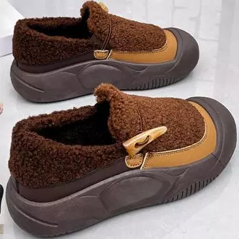 Холодостойкая хлопковая обувь для женщин, носящих зимние сапоги зимой. Новая корейская версия, теплые и нескользящие зимние сапоги на плоской подошве с 35 хаки
