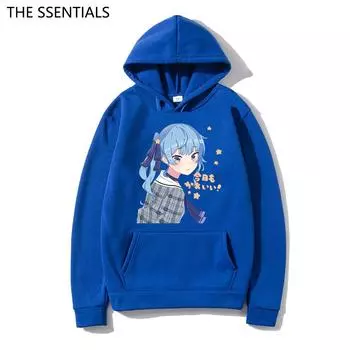 Hololive Hoshimachi Suisei Толстовка унисекс Harajuku Графический Hololive Толстовки Зимние повседневные пуловеры с героями мультфильмов Кофты Kawaii Толстовка L