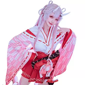 Hololive Hyakki Ayame Косплей Vtuber Хэллоуин Новый Костюм Девы Святилища [milky time] красный