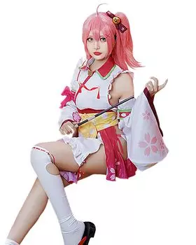Hololive Sakura Miko Cosplay Halloween Japanese Clothes Kimono Shrine Maiden [milky time]